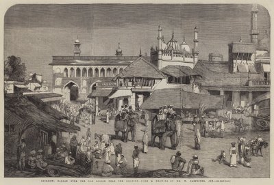 Lucknow, Bazar sobre el Puente Viejo cerca del Goomtee de William Carpenter